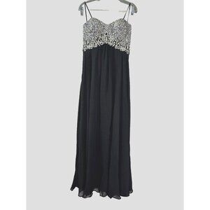 Black Strapless Rhinestone Formal Evening Gown 6 Maxi Embellished Prom Dress Mod